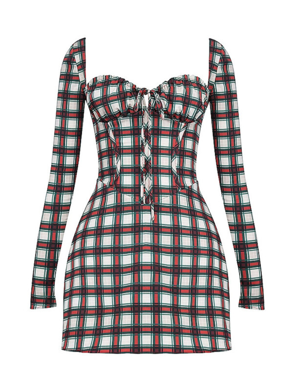 NEW, House of CB Malika Red Tartan Corset Mini Dress in Multicolor Sz S  #MD2624